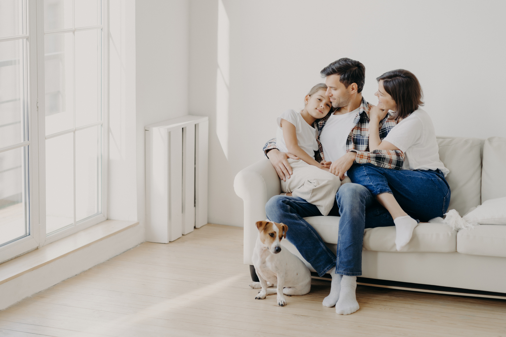 Family with Pet Dog at Home